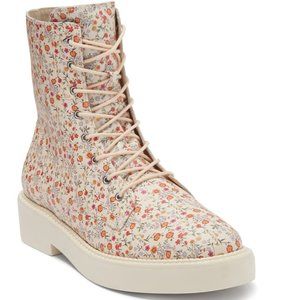 Schutz Mckenzie Floral Print Leather Combat Boot